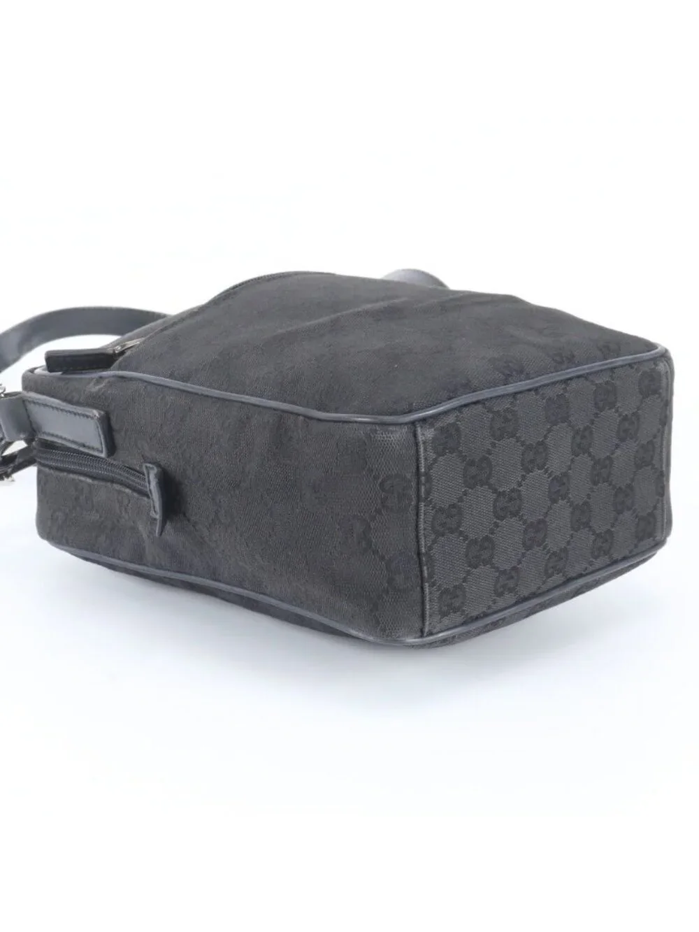 Gucci GG Canvas Leather Shoulder Bag Crossbody Messenger Black
